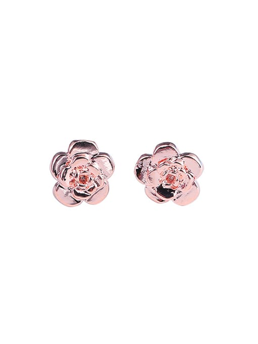 XP Copper Alloy Rose Gold Plated Ethnic style Flower stud Earring