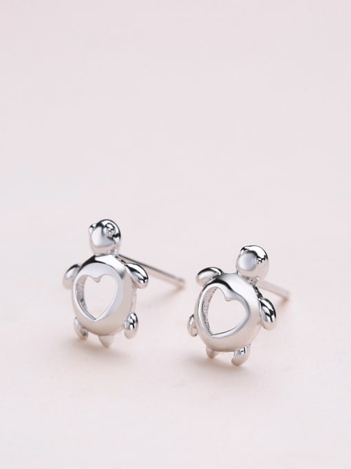 One Silver Tiny Personalized Turtles 925 Silver Stud Earrings 2