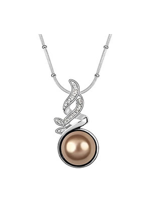 QIANZI Fashion Imitation Pearl Shiny Pendant Alloy Necklace 2