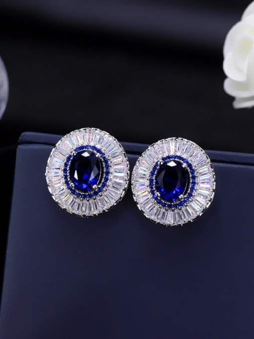 Blue High Quality Zircon Stud Cluster earring