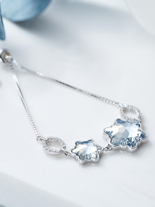 CEIDAI Simple Star-shaped austrian Crystals Silver Bracelet 2