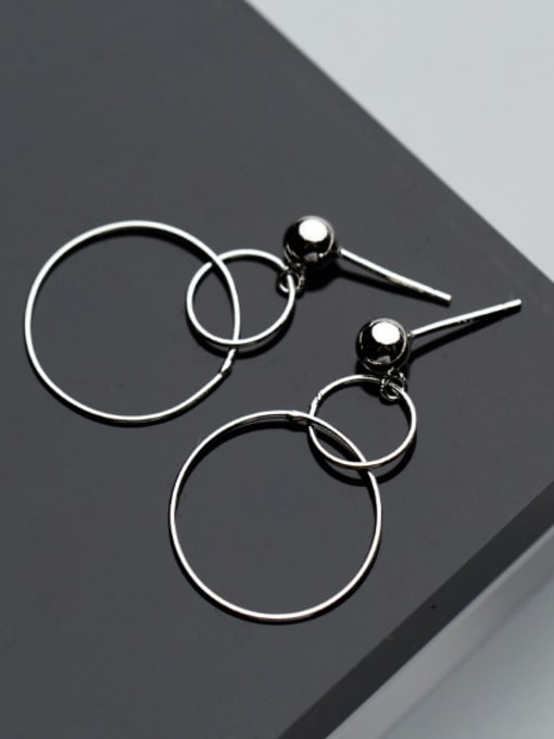 Rosh Fresh Double Round Shape S925 Silver Drop Earrings 1