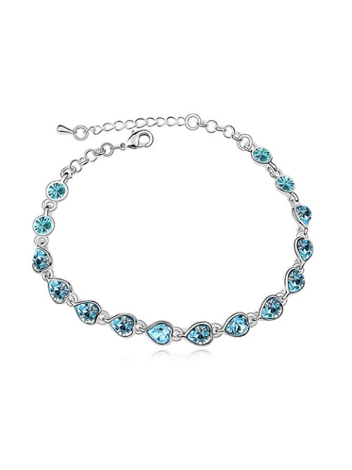 light blue Simple Little Heart austrian Crystals Alloy Bracelet