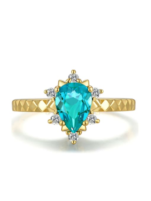 ZK Water Drop Natural Shining Stones Gold Plated Ring 0