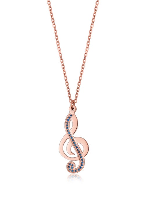 JINDING Fashion Style Titanium Steel Rose Gold Note Necklace 0