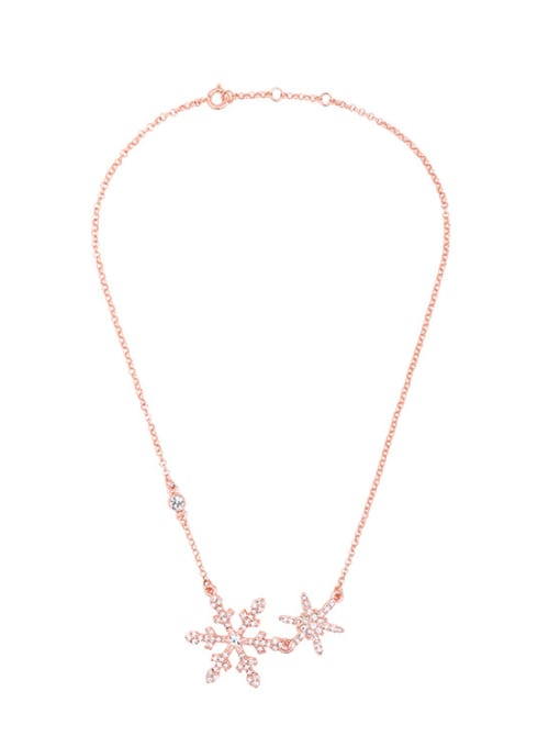 Pink Gold -1 Elegant Snow Alloy Clavicle Necklace