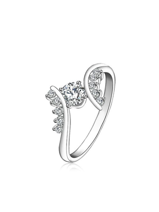 XP Copper Alloy White Gold Plated Fashion Zircon Ring 0