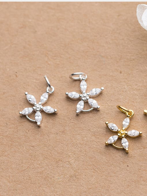 FAN 925 Sterling Silver With 18k Gold Plated Delicate Flower Charms 2