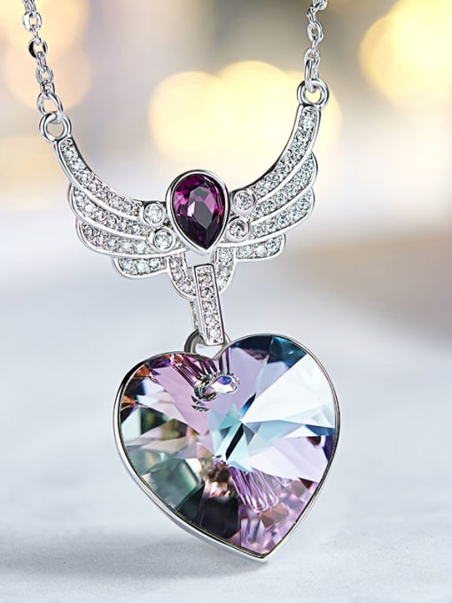 Purple Heart Shaped austrian Crystal Necklace