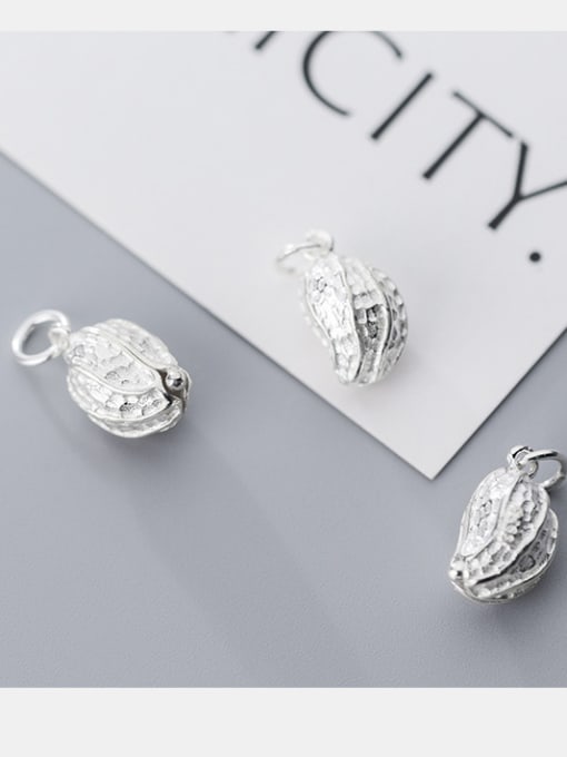 FAN 925 Sterling Silver With Silver Plated Cute Food peanut Charms 2