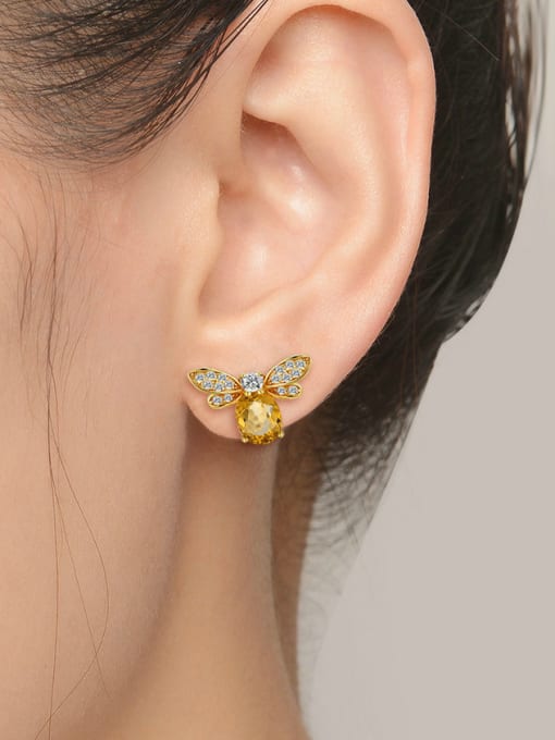 ZK Little Honeybee Stud Earrings with Yellow Crystals 1