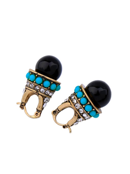 KM Retro Personality Color Resin Clip stud Earring 2