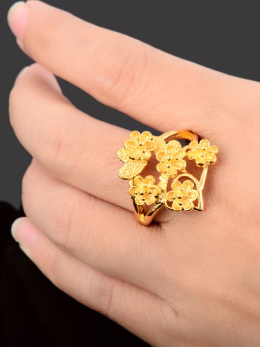 Yi Heng Da Luxury 24K Gold Plated Flower Shaped Copper Ring 2