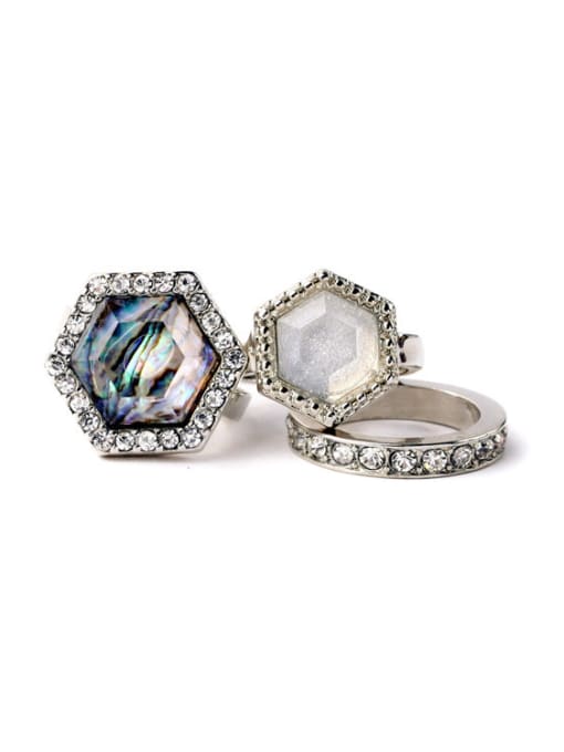 KM Geometry Artificial Stones Alloy Ring Set 1