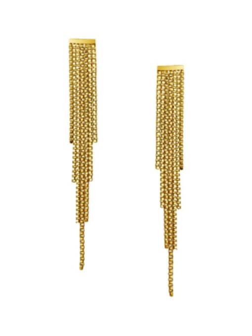 GROSE Titanium With Gold Plated Simplistic Chain Tassel Earrings 1