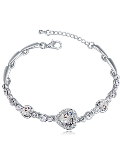White Simple Heart Cubic austrian Crystals Alloy Bracelet