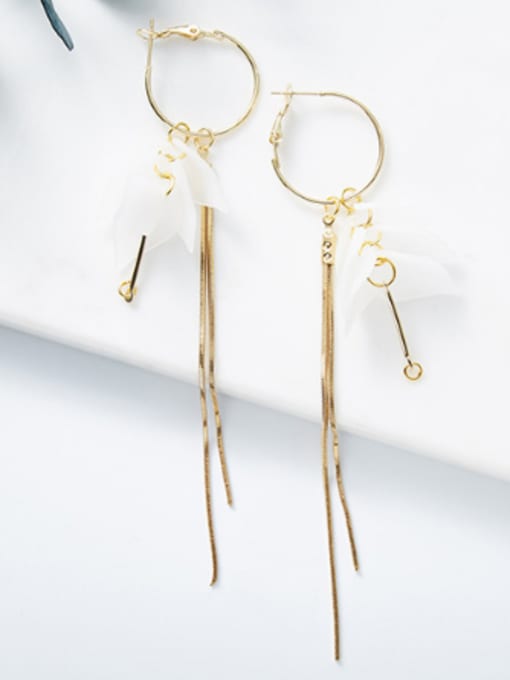 CEIDAI Fashion Tassels Gold Plated PVC Drop Earrings 2