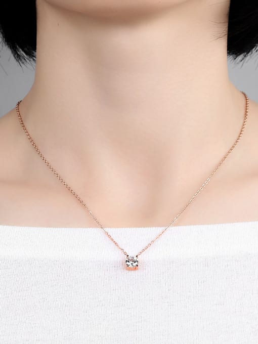 Open Sky Stainless Steel With Rose Gold Plated Fashion Square Necklaces 1