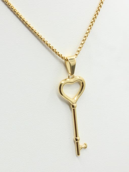 Golden Stainless Steel Key Sweater Necklace