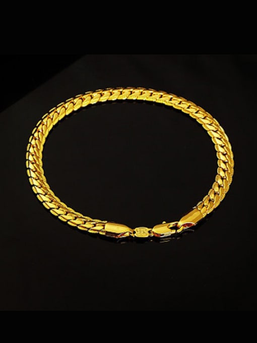 gold 18K Gold Plated Fashion Flat Bracelet