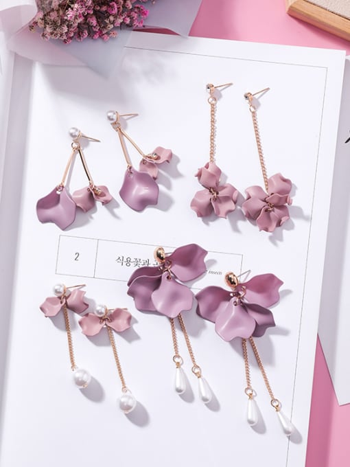 Girlhood Alloy With Gold Plated Romantic Flower Drop Earrings 1