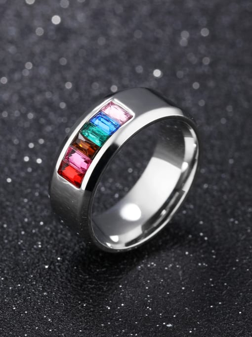 Open Sky Fashion Colorful Zircon Titanium Ring 0