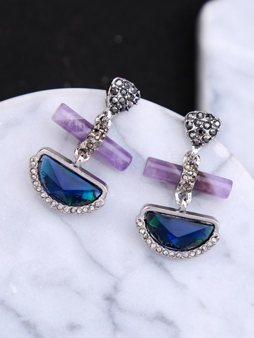 KM Natural Stones Geometric Shaped Western Style Women Drop Earrings 2