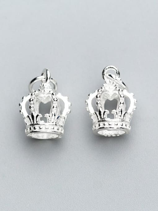 FAN 925 Sterling Silver With Silver Plated Cute Crown Charms 0