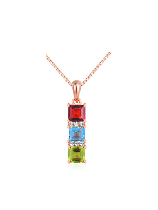 ZK Colorful Natural Stones S925 Silver Pendant