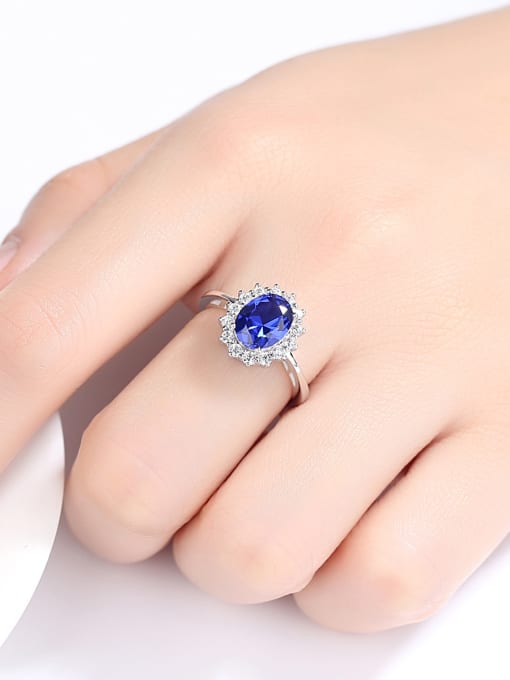 CCUI Sterling silver AAA zircon classic blue semi-precious stone ring 1