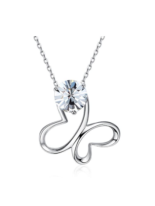 CEIDAI Fashion Hollow Butterfly austrian Crystal 925 Silver Necklace 0