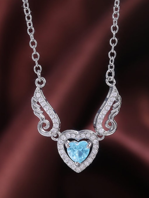 blue Copper With Platinum Plated Simplistic Heart Necklaces