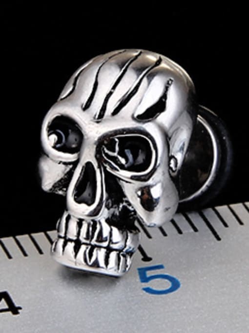 BSL Stainless Steel With Gold Plated Personality Skull Stud Earrings 1