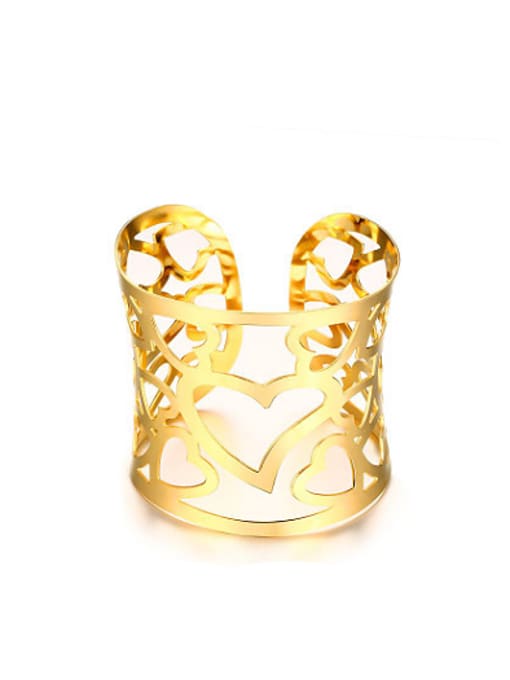 CONG All-match Hollow Heart Shaped Gold Plated Titanium Bangle
