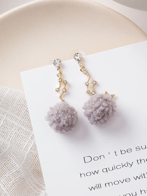 B grey Alloy With Gold Plated Fashion Plush ball Star Drop Earrings