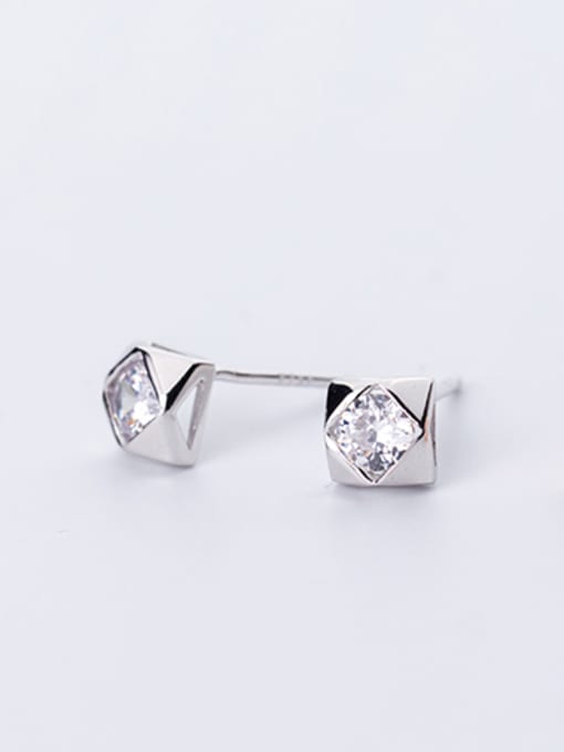Silver Lovely Rose Gold Platd Geometric Shaped Rhinestone Stud Earrings