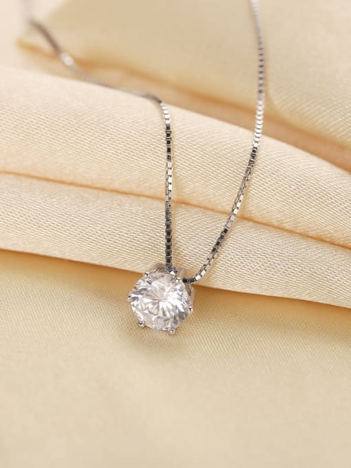 kwan Simple Korean Style Shining Zircon Silver Necklace 2