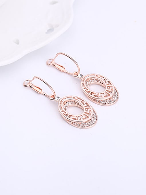 BESTIE Alloy Rose Gold Plated Fashion Rhinestones Hollow Oval Two Pieces Jewelry Set 2