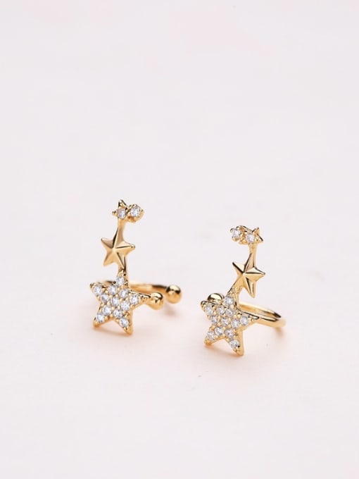 One Silver Women Gold Plated Star Shaped Earrings 1