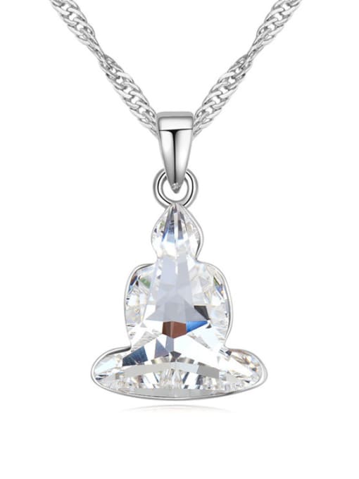 White Simple austrian Crystal Pendant Platinum Plated Alloy Necklace