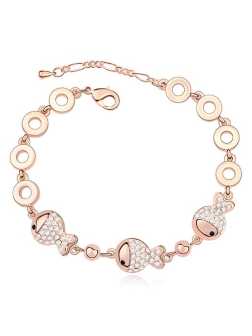 8 Fashion Tiny austrian Crystals Little Fish Alloy Bracelet