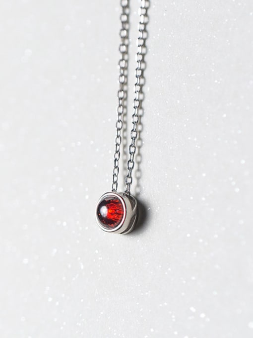 Rosh Elegant Red Round Shaped Crystal S925 Silver Necklace 2