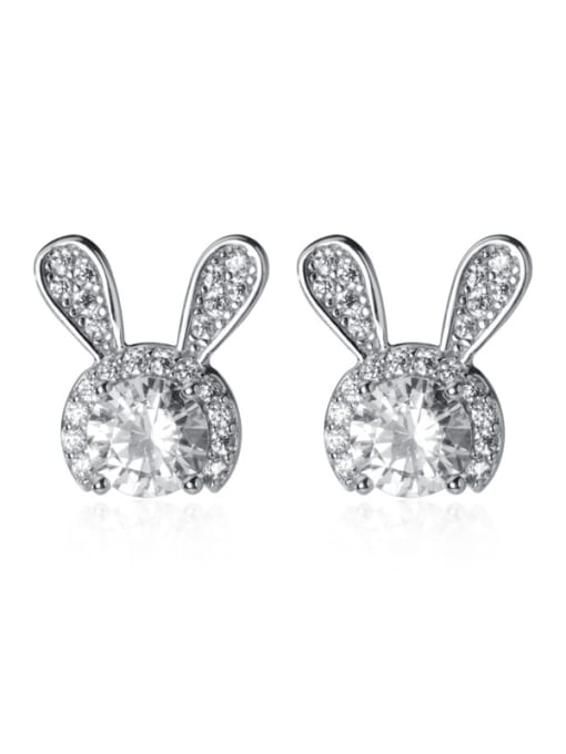 Rosh 925 Sterling Silver With Platinum Plated Cute Rabbit Stud Earrings 3