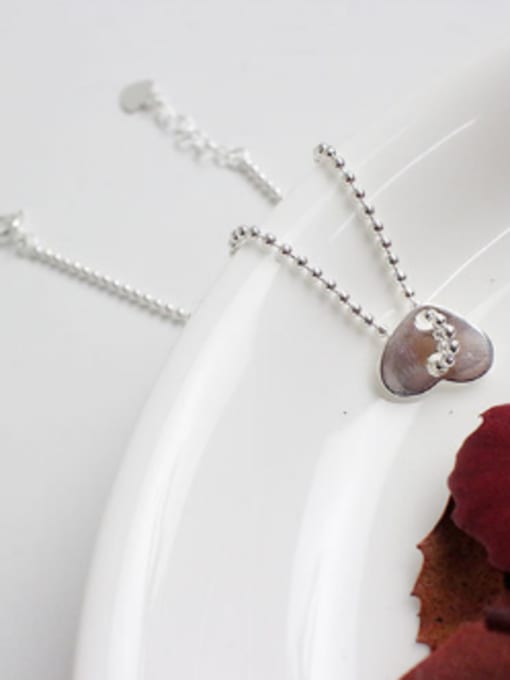 DAKA Simple Smooth Heart Silver Tiny Beads Chain Bracelet 2