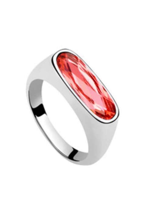 Red Simple Oval austrian Crystal Alloy Ring