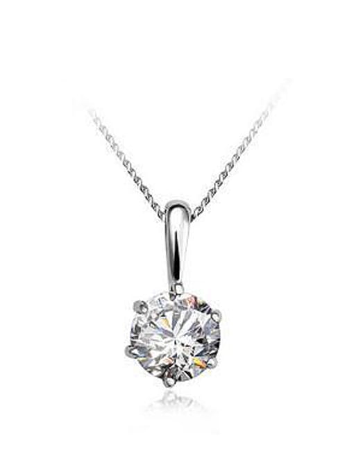 OUXI Simple Zircon Women Silver Necklace