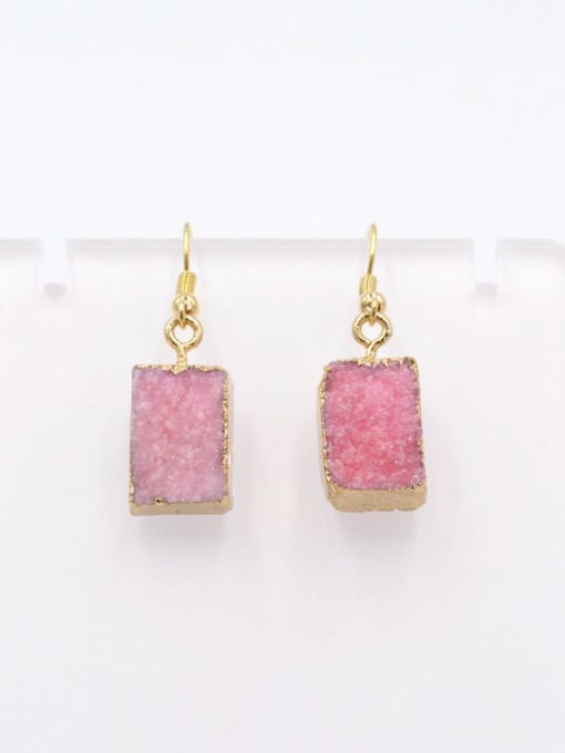 Tess Fashion Rectangular Natural Pink Crystal Earrings 2