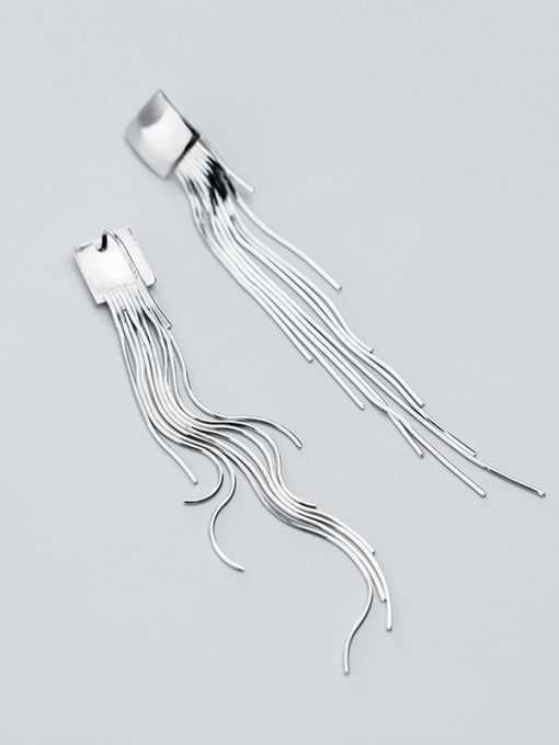 Rosh 925 Sterling Silver With Platinum Plated Simplistic Geometric Tassel Earrings 1