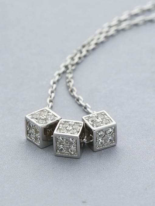 One Silver Simply Square Zircon Necklace 0
