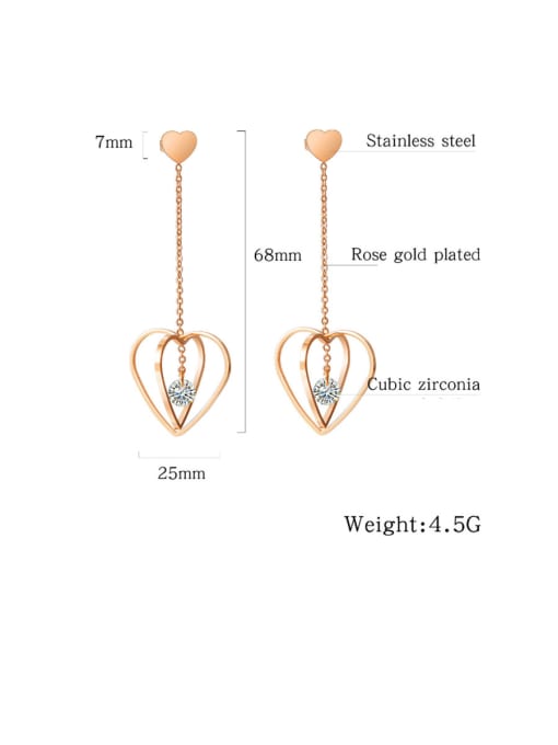 Open Sky Titanium With Rose Gold Plated Personality Heart Drop Earrings 4